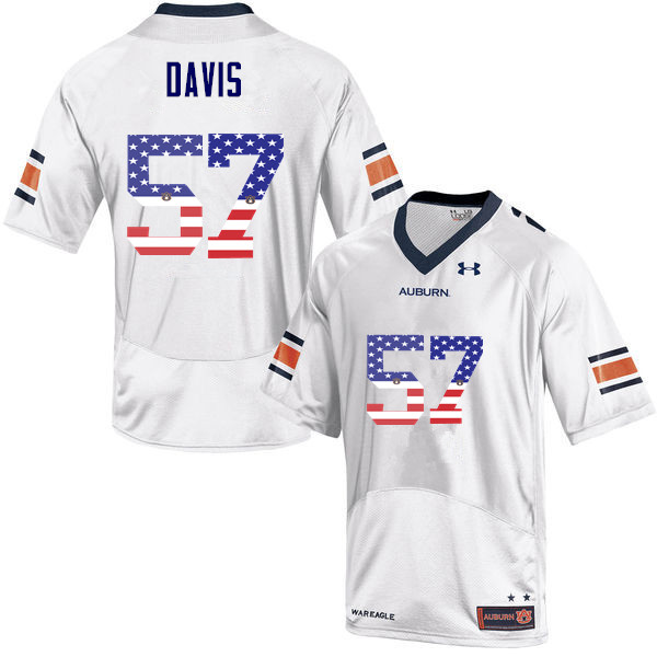 Men's Auburn Tigers #57 Deshaun Davis USA Flag Fashion White College Stitched Football Jersey